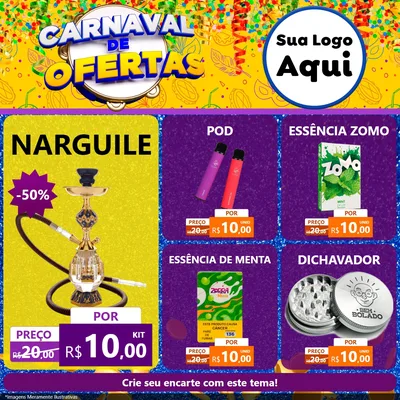 Modelo de Rede Social para Feed Facebook com o tema Carnaval de Ofertas para Tabacaria