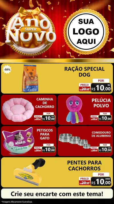 Modelo de TV para TV Vertical com o tema Super Ano Novo para Pet Shop