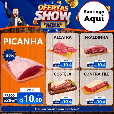 Modelo de Rede Social para Feed Facebook com o tema Ofertas Show No Fim De Semana para Açougue