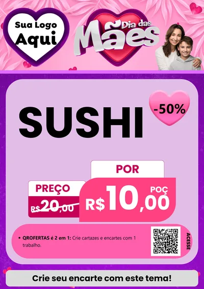 Modelo de Cartaz para Cartaz A4 Vertical com o tema Dia das Mães para Comida japonesa
