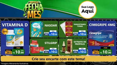 Modelo de TV para TV Horizontal com o tema Operação Fecha Mês para Farmácia