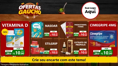 Modelo de TV para TV Horizontal com o tema Ofertas Dia do Gaúcho para Farmácia