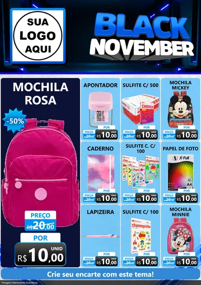 Modelo de Encarte para Encarte A4 Vertical com o tema Black November para Papelaria