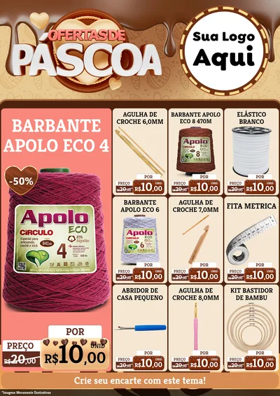 Modelo de Encarte para Encarte A4 Vertical com o tema Ofertas de Páscoa para Armarinho e Aviamentos