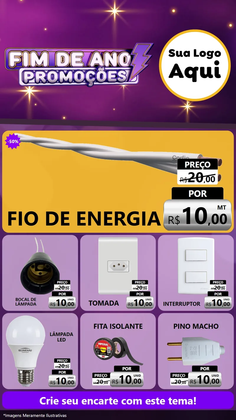 Modelo de Rede Social para Stories com o tema Fim de Ano Promoções para Materiais Elétricos