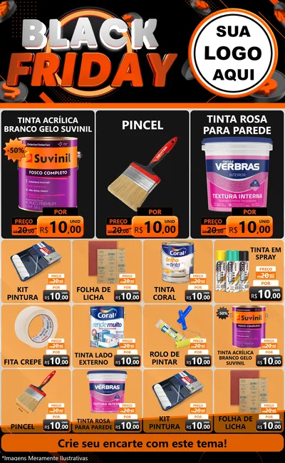 Modelo de Encarte para Encarte Grande com o tema Black Friday para Tintas e Ferramentas