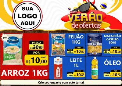 Modelo de Encarte para Encarte A4 Horizontal com o tema Super Verão de Ofertas para Supermercado