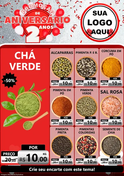 Modelo de Encarte para Encarte A4 Vertical com o tema Promoção de Aniversário - 2 Anos para Produtos Naturais