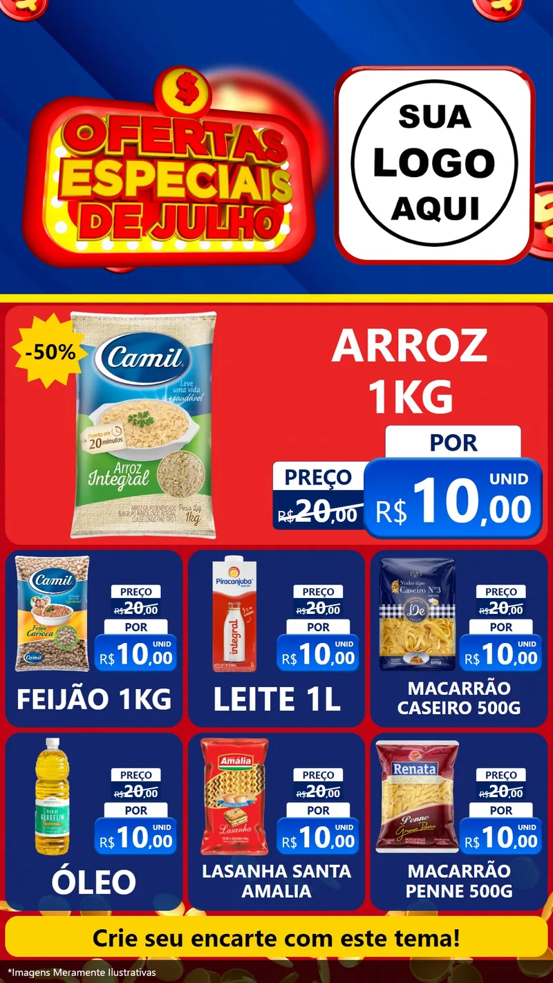 Modelo de Rede Social para Stories com o tema Ofertas Especiais de Julho para Supermercado