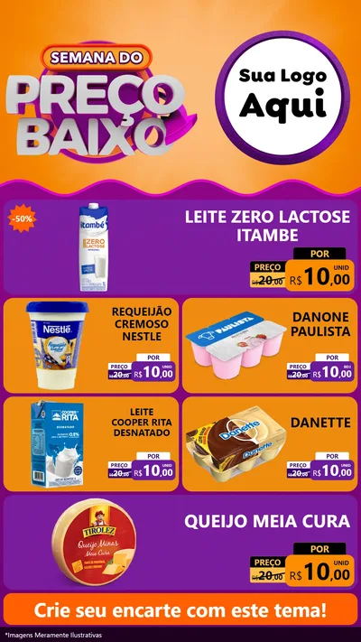 Modelo de TV para TV Vertical com o tema Semana do Preço Baixo para Frios e Laticínios