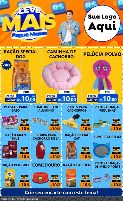 Modelo de Encarte para Encarte Grande com o tema Leve Mais, Pague Menos para Pet Shop