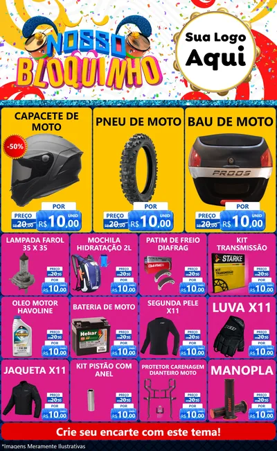 Modelo de Encarte para Encarte Grande com o tema Nosso Bloquinho para Moto peças