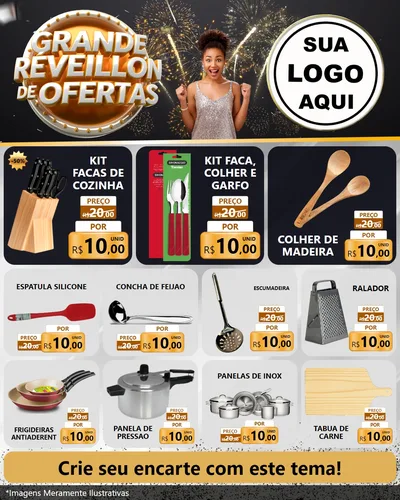 Modelo de Rede Social para Feed Instagram com o tema Grande Réveillon de Ofertas para Utilidades Domésticas