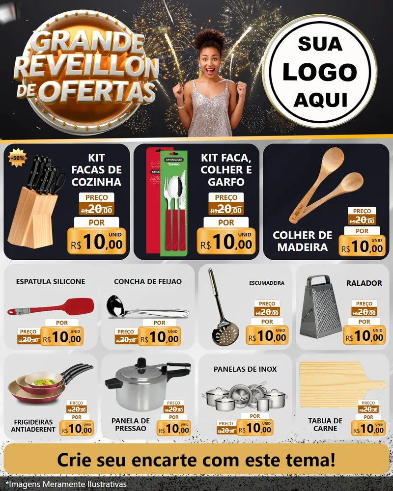 Modelo de Rede Social para Feed Instagram com o tema Grande Réveillon de Ofertas para Utilidades Domésticas