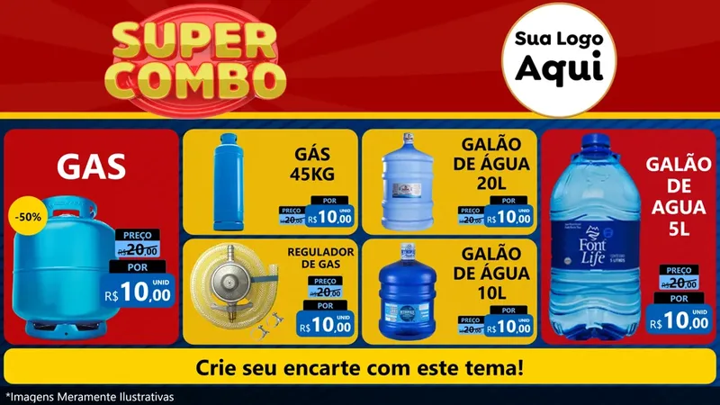 Modelo de TV para TV Horizontal com o tema Super Combo para Água e gás