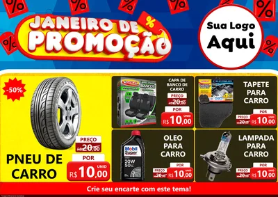 Modelo de Encarte para Encarte A4 Horizontal com o tema Janeiro de Promoção para Auto peças