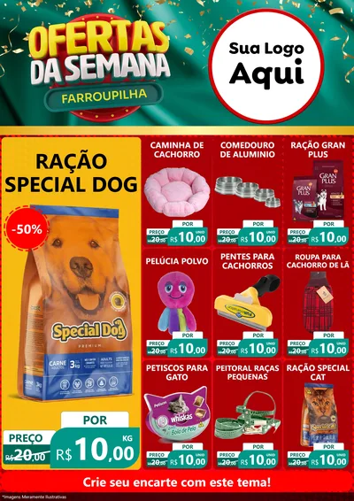 Modelo de Encarte para Encarte A4 Vertical com o tema Ofertas da Semana Farroupilha para Pet Shop