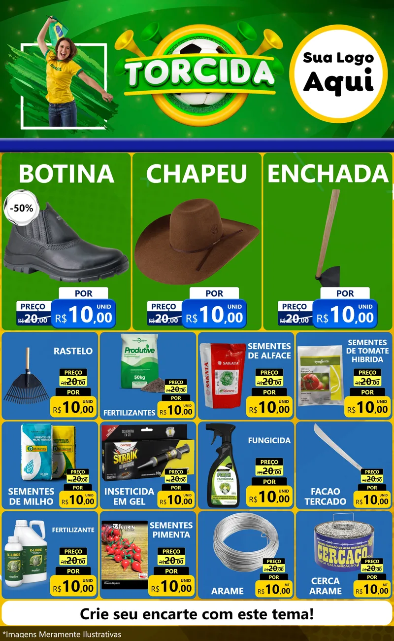 Modelo de Encarte para Encarte Grande com o tema Torcida para Agropecuária