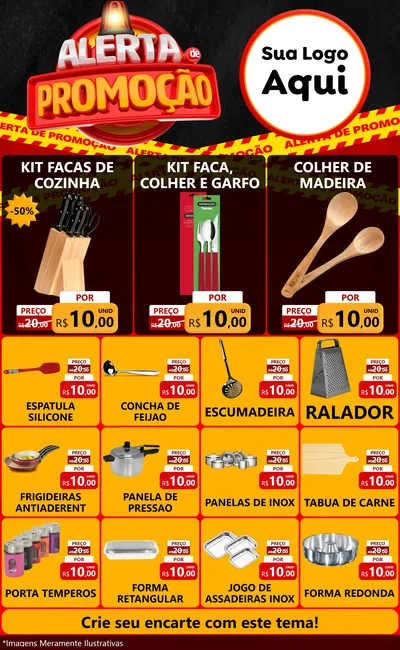 Modelo de Encarte para Encarte Grande com o tema Alerta de Promoção para Utilidades Domésticas