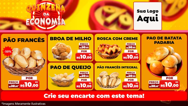 Modelo de TV para TV Horizontal com o tema Quinzena Da Economia para Padaria