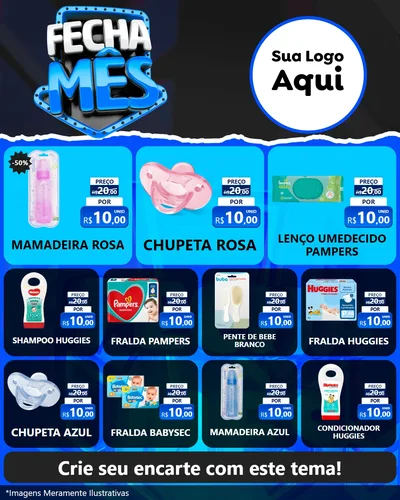 Modelo de Rede Social para Feed Instagram com o tema Fecha Mês para Bebês