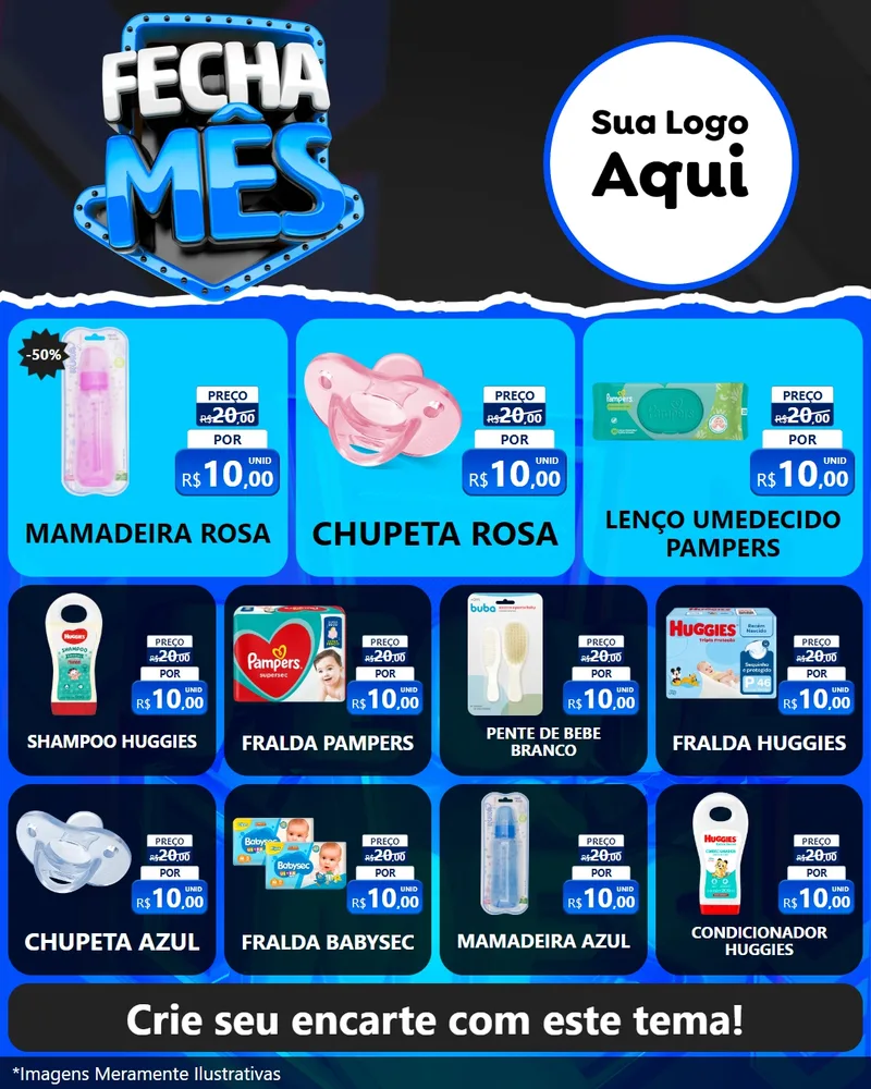 Modelo de Rede Social para Feed Instagram com o tema Fecha Mês para Bebês