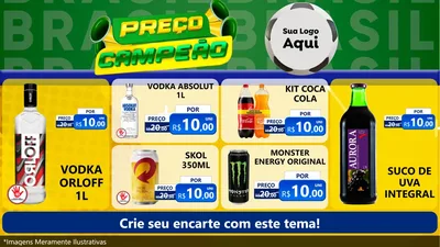 Modelo de TV para TV Horizontal com o tema Preço Campeão - Copa para Distribuidora de bebidas