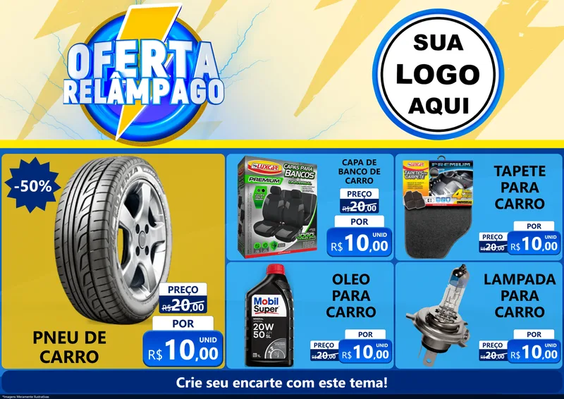 Modelo de Encarte para Encarte A4 Horizontal com o tema Oferta Relâmpago para Auto peças