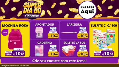 Modelo de TV para TV Horizontal com o tema Super Dia do Consumidor para Papelaria