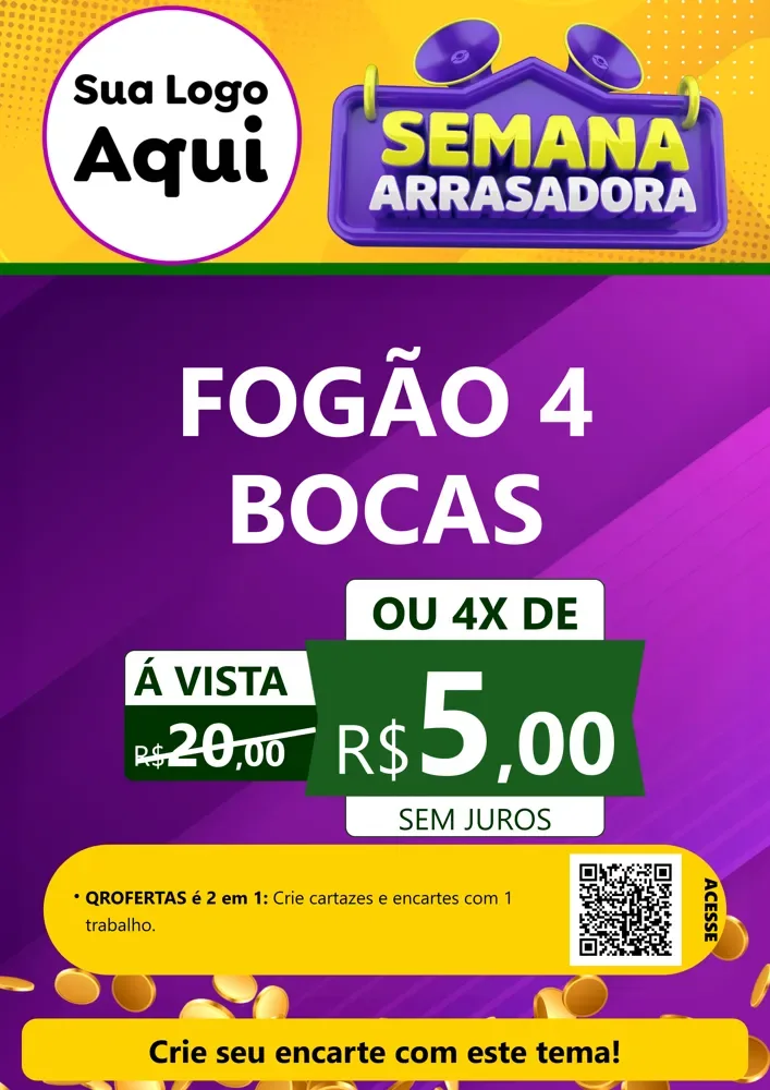 Modelo de Cartaz para Cartaz A4 Vertical com o tema Semana Arrasadora para Móveis e Eletro