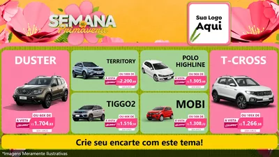 Modelo de TV para TV Horizontal com o tema Semana da Primavera para Concessionaria de Carros