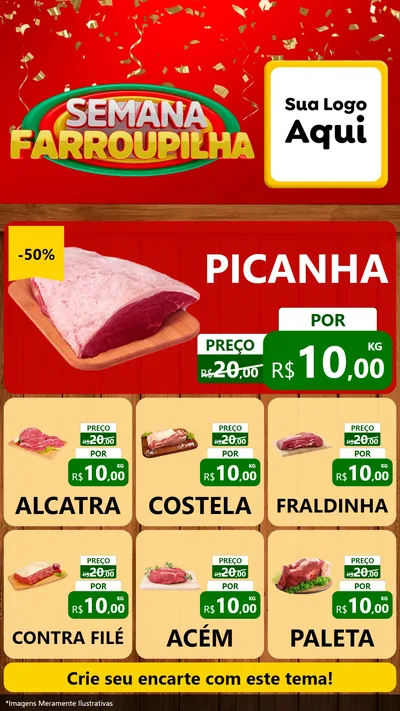 Modelo de Rede Social para Stories com o tema Semana Farroupilha para Açougue