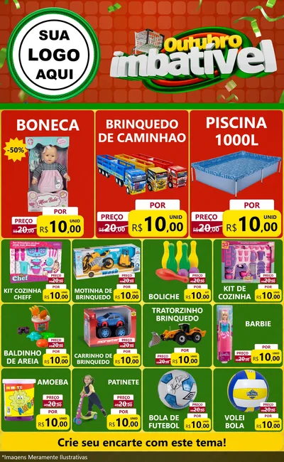 Modelo de Encarte para Encarte Grande com o tema Outubro Imbatível para Brinquedos