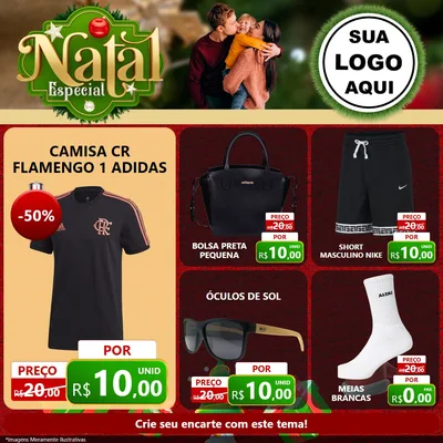 Modelo de Rede Social para Feed Facebook com o tema Natal Especial para Roupas e acessórios