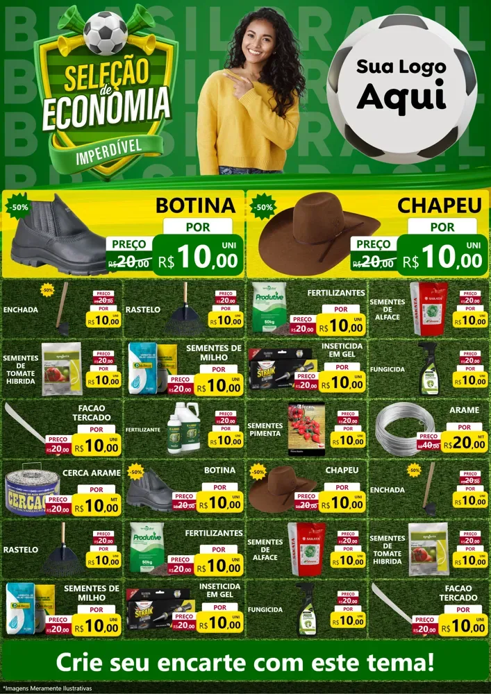 Modelo de Encarte para Encarte A4 Vertical com o tema Seleção de Economia - Copa para Agropecuária