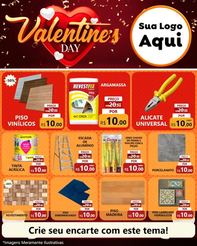 Modelo de Rede Social para Feed Instagram com o tema Valentine's Day para Material para Construção