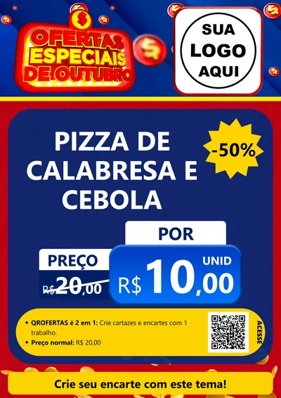 Modelo de Cartaz para Cartaz A4 Vertical com o tema Ofertas Especiais de Outubro para Pizzaria