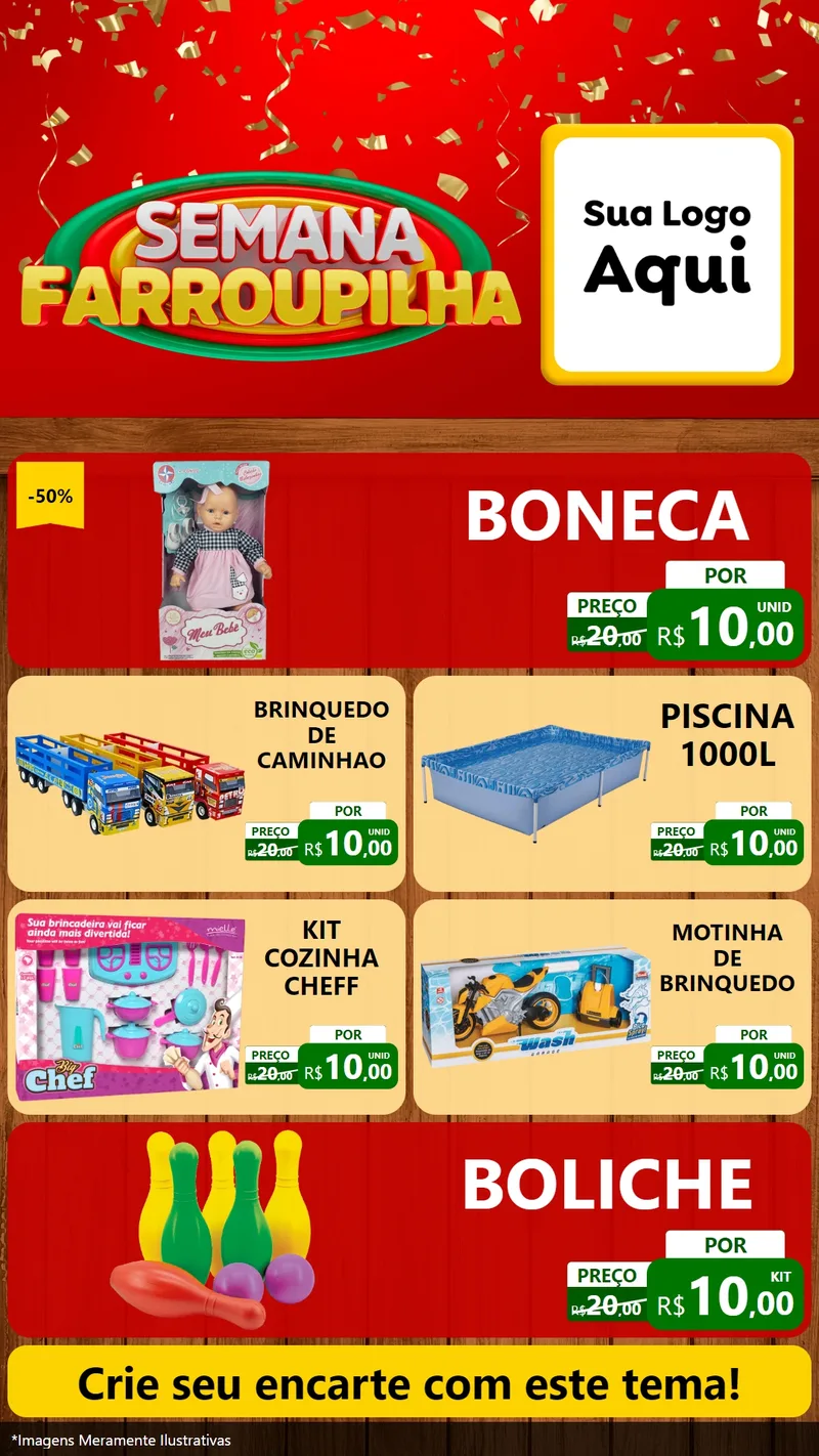 Modelo de TV para TV Vertical com o tema Semana Farroupilha para Brinquedos