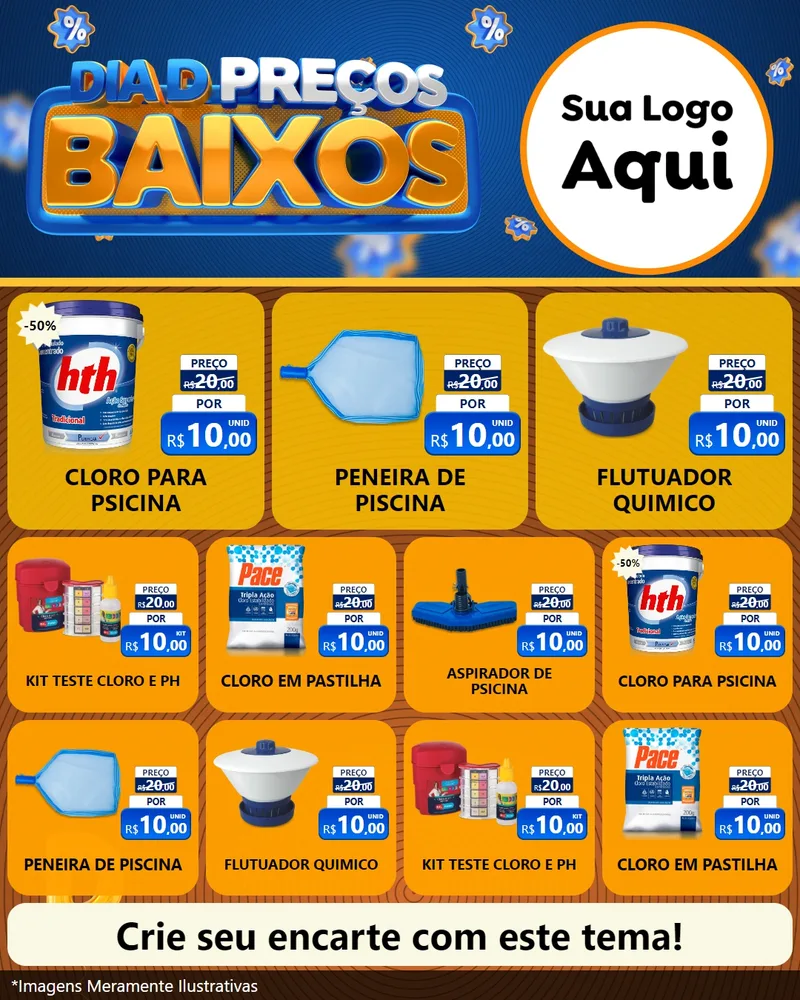 Modelo de Rede Social para Feed Instagram com o tema Dia D Preço Baixo para Produtos para Piscina