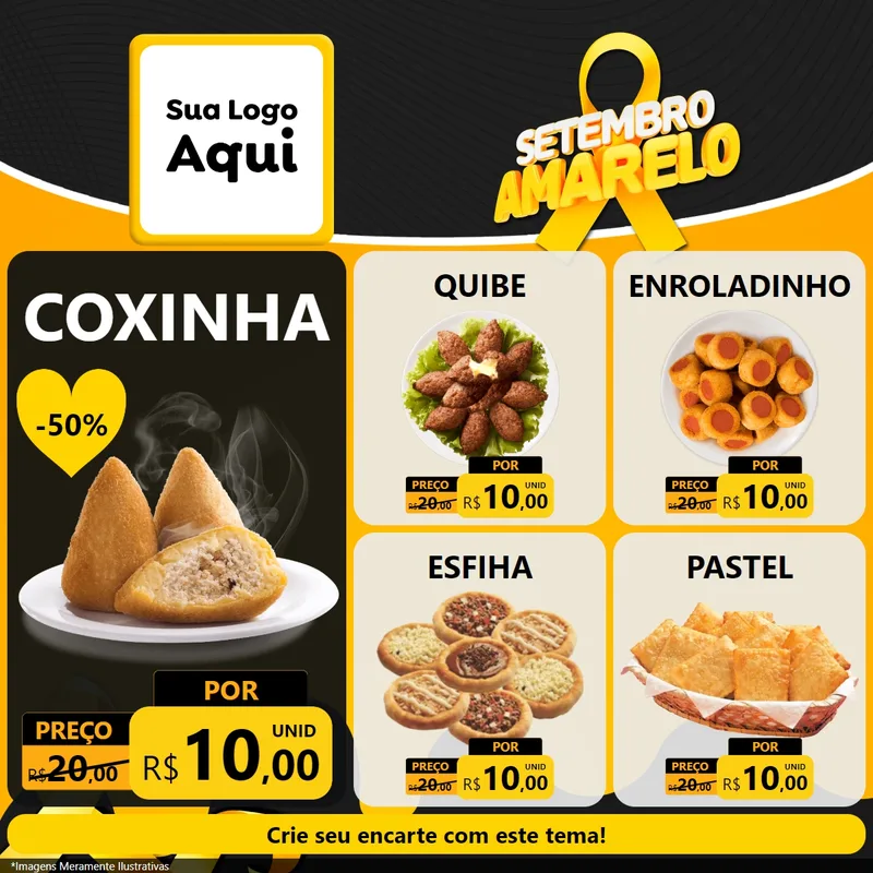 Modelo de Rede Social para Feed Facebook com o tema Setembro Amarelo para Salgadaria