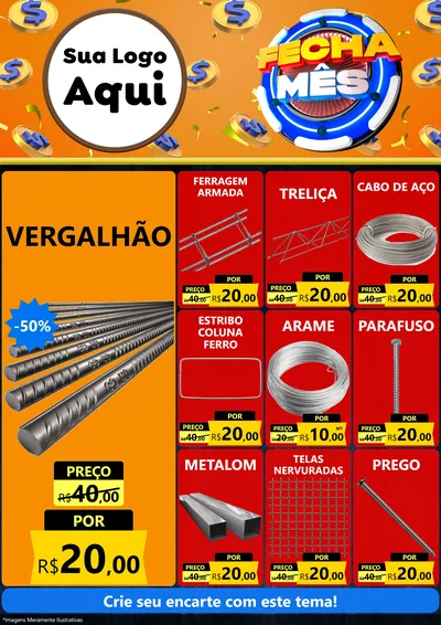 Modelo de Encarte para Encarte A4 Vertical com o tema Fecha Mês para Ferragens