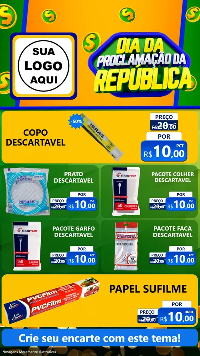 Modelo de TV para TV Vertical com o tema Dia Da Proclamação da República para Embalagens