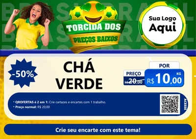 Modelo de Cartaz para Cartaz A4 Horizontal com o tema Torcida dos Preços Baixos - Copa para Produtos Naturais