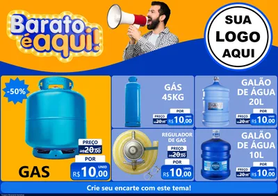 Modelo de Encarte para Encarte A4 Horizontal com o tema Barato é aqui para Água e gás