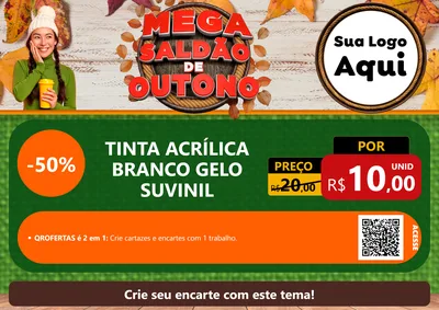 Modelo de Cartaz para Cartaz A4 Horizontal com o tema Mega Saldão de Outono para Tintas e Ferramentas