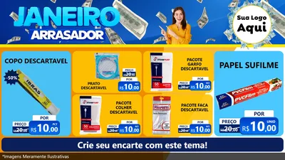 Modelo de TV para TV Horizontal com o tema Janeiro Arrasador para Embalagens