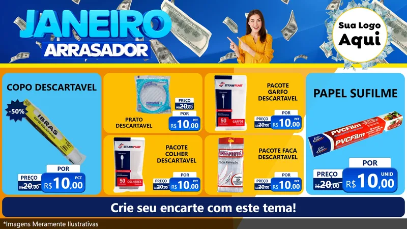 Modelo de TV para TV Horizontal com o tema Janeiro Arrasador para Embalagens