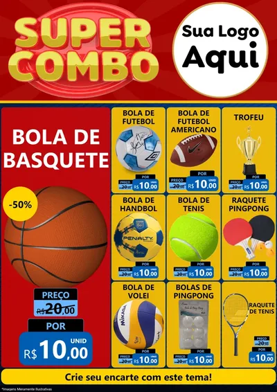 Modelo de Encarte para Encarte A4 Vertical com o tema Super Combo para Artigos Esportivos