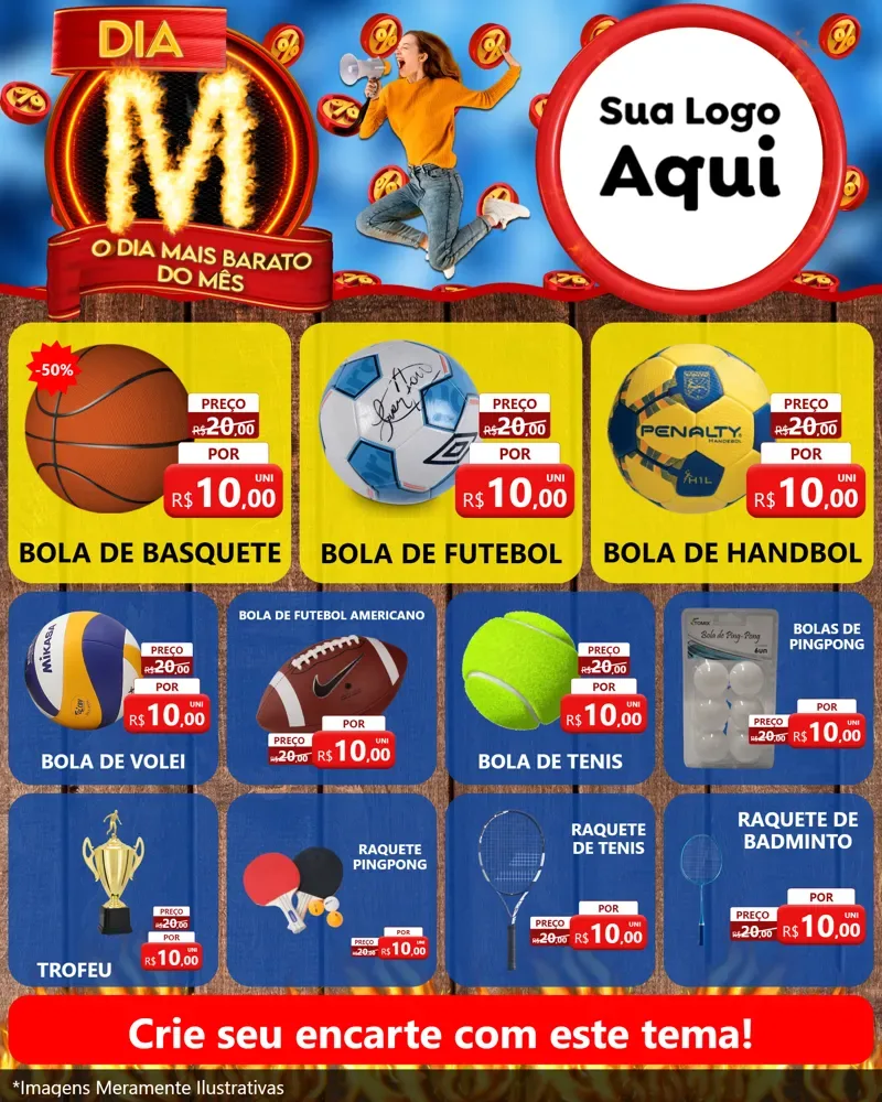 Modelo de Rede Social para Feed Instagram com o tema Dia M - O Dia Mais Barato Do Mês para Artigos Esportivos