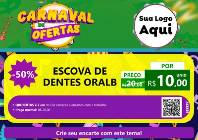 Modelo de Cartaz para Cartaz A4 Horizontal com o tema Carnaval de Ofertas para Higiene Pessoal